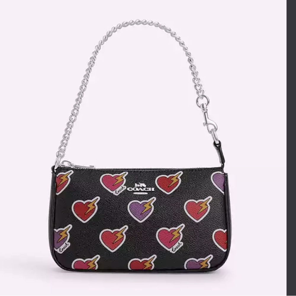 New Coach CW452 Nolita 19 With Heart Bolt Print Black Multi - Picture 1 of 12